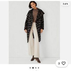 Ann Taylor Zebra Print Long Jacket Coat Size Large